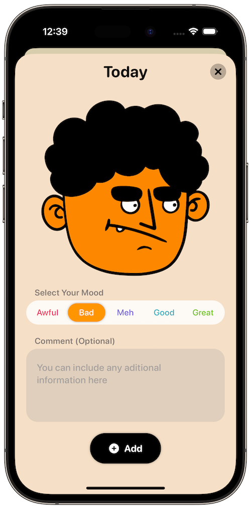 MoodBoard app interface