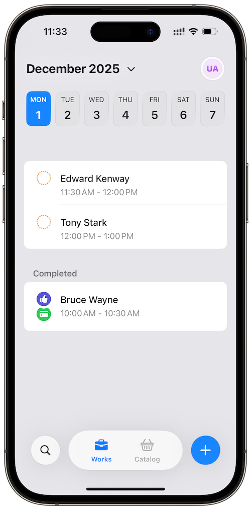 WorkTime app interface